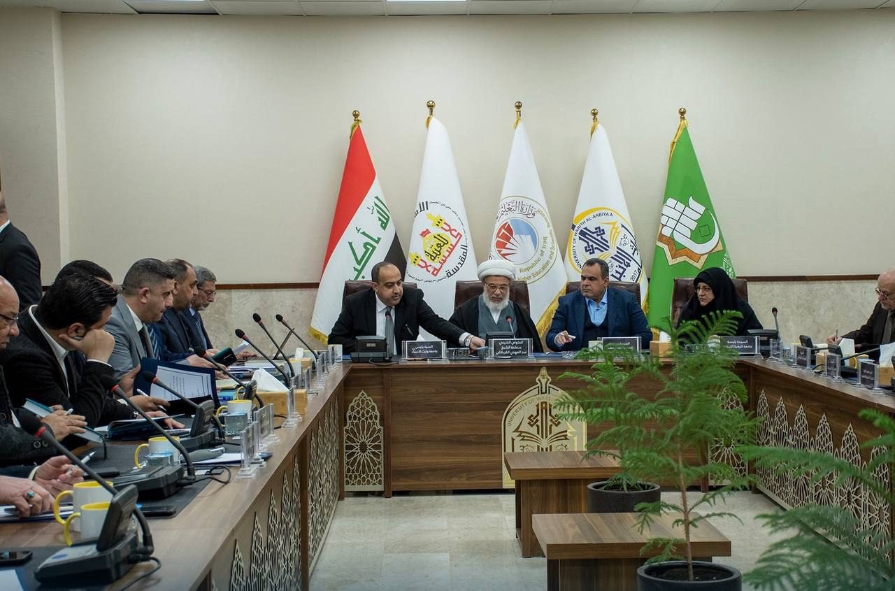 His Eminence, the legal guardian of the Holy Imam Hussian Shrine (may his glory last) holds a meeting with the Presidency of Al-Zahraa (peace be upon her)for Women , Inheritance of the Prophets (peace be upon him) and Al-Sbateen (peace be upon them) Universities to develop the scientific and academic aspect.